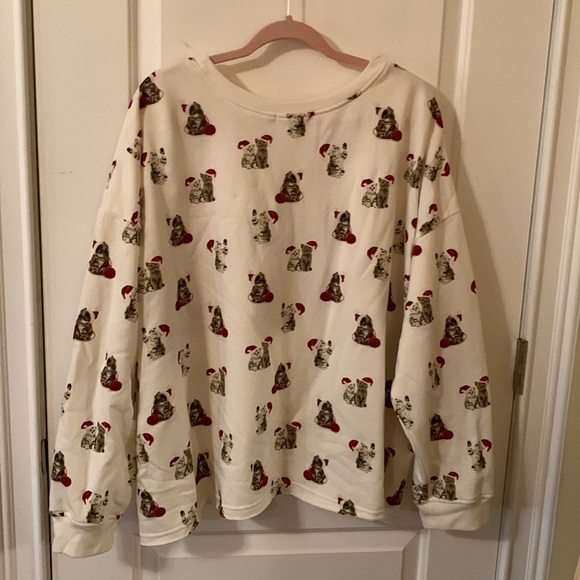Fifth-Sun white w/kittens with Santa hats scoop-neck sweatshirt size 3x - Picture 8 of 11